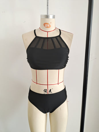 2026 Black Sexy Bikini Sport Hight Neck Women's Swimwear Size XL