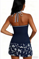 2026 New Sexy Deep V Two Piece Tankini Floral Printed Split Swimsuit Size S