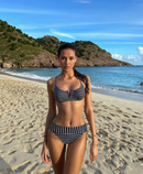 Women Striped Striped Print Bikini Deep-V Neck Women's Swimwear Beachwear Size S