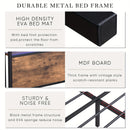 Double Bed Frame with Storage, Industrial Bed with Led Lights Headboard and 2 Drawers, Wooden Bed Frames with Charging Station, Noise Free, No Box Spring Needed, Easy Assembly, Rustic Brown