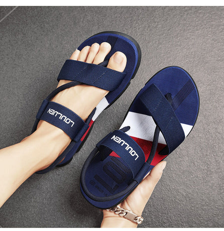 Men's 3-Color Convertible Sandals & Slippers, Outdoor Non-Slip EVA Thick-Sole Beach Shoes for Dual Wear(dark blue)