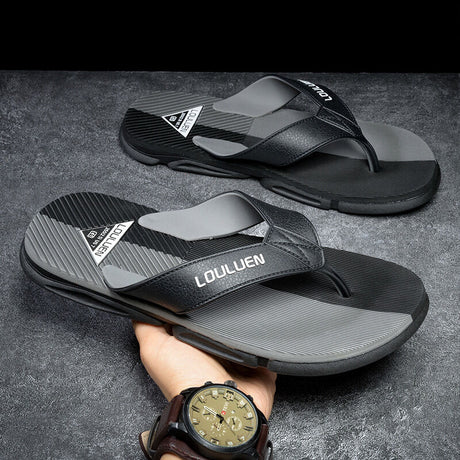 Men's Flip Flops with EVA-PVC Dual Sole, 3 Colors (Orange/Grey/Green) for Comfort & Slip-Resistance(grey)