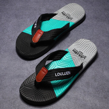 Men's Flip Flops with EVA-PVC Dual Sole, 3 Colors (Black/Blue/Green) for Comfort & Style for Summer Beach & Daily Wear(Black)
