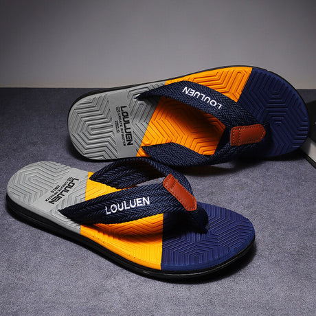 Men's Flip Flops with EVA-PVC Dual Sole, 3 Colors (Black/Blue/Green) for Comfort & Style for Summer Beach & Daily Wear(Blue)