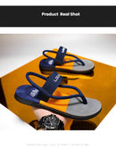 Men's Outdoor Non-Slip Sandals, 4-Color EVA Lightweight Thick-Sole Beach Slippers for Casual & Sports(dark blue)