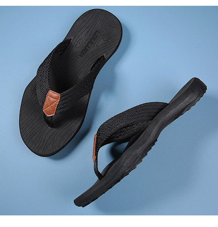 Men's Outdoor Non-Slip Flip Flops, 6 Colors EVA Lightweight Thick-Sole Beach Sandals for Casual & Sports(black)