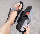 Men's Outdoor Non-Slip Flip Flops, 6 Colors EVA Lightweight Thick-Sole Beach Sandals for Casual & Sports(black and gray)