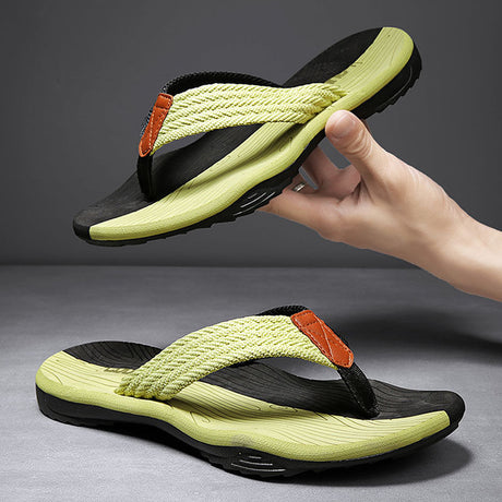Men's Outdoor Non-Slip Flip Flops, 6 Colors EVA Lightweight Thick-Sole Beach Sandals for Casual & Sports(black and green)