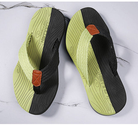 Men's Outdoor Non-Slip Flip Flops, 6 Colors EVA Lightweight Thick-Sole Beach Sandals for Casual & Sports(black and green)