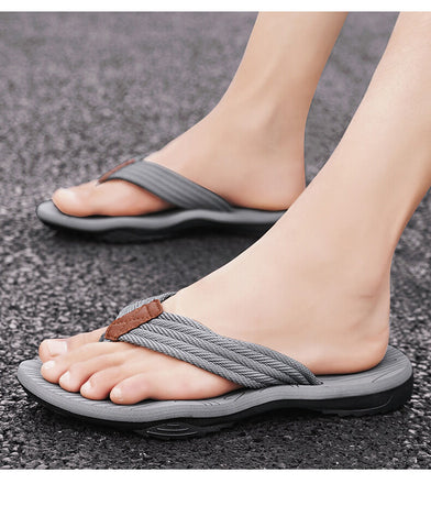 Men's Outdoor Non-Slip Flip Flops, 6 Colors EVA Lightweight Thick-Sole Beach Sandals for Casual & Sports(gray)