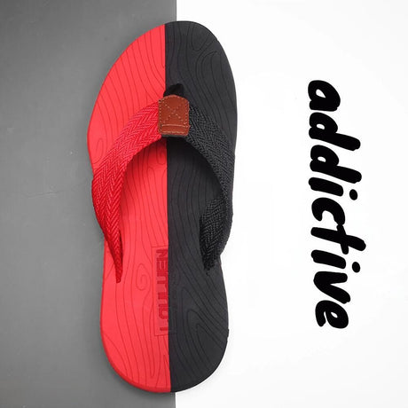 Men's Outdoor Non-Slip Flip Flops, 6 Colors EVA Lightweight Thick-Sole Beach Sandals for Casual & Sports(red and black)