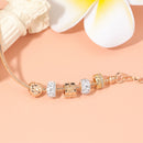 Rose Gold Crystal & Heart Charm Bracelet(rose gold,19cm)