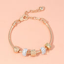 Rose Gold Crystal & Heart Charm Bracelet(rose gold,20cm)
