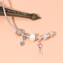 Constellation Heart Crystal Charm Bracelet(silver-toned,18cm)