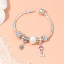 Constellation Heart Crystal Charm Bracelet(silver-toned,19cm)