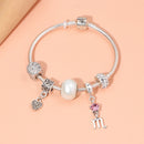 Constellation Heart Crystal Charm Bracelet(silver-toned,20cm)