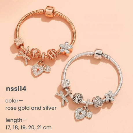 10 Styles Charm Bracelets Set: Colorful Alloy & Glass Beaded Bracelets, Adjustable Length 16-24cm(double)