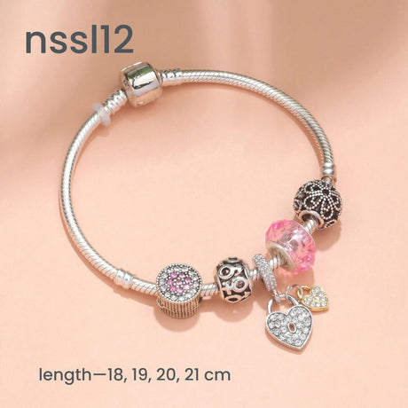 10 Styles Charm Bracelets Set: Colorful Alloy & Glass Beaded Bracelets, Adjustable Length 16-24cm(double)