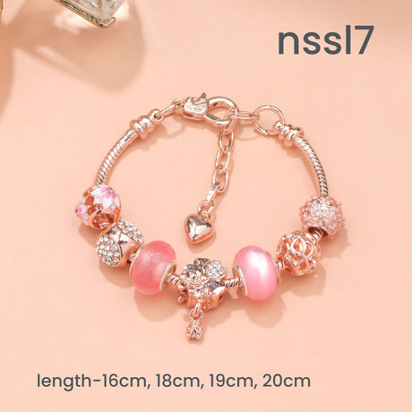10 Styles Charm Bracelets Set: Colorful Alloy & Glass Beaded Bracelets, Adjustable Length 16-24cm(double)