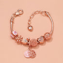 Hollow Crystal-Encrusted Swan Crown Flower Heart Bracelet(rose gold,18cm)