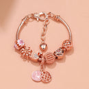 Hollow Crystal-Encrusted Swan Crown Flower Heart Bracelet(rose gold,19cm)