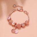 Hollow Crystal-Encrusted Swan Crown Flower Heart Bracelet(rose gold,19cm)