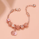 Hollow Crystal-Encrusted Swan Crown Flower Heart Bracelet(rose gold,20cm)