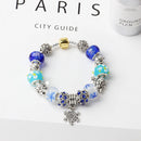 Christmas Snowman & Pine Tree Bead Bracelet with Snowflake Pendant Bracelet(19cm)