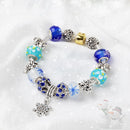 Christmas Snowman & Pine Tree Bead Bracelet with Snowflake Pendant Bracelet(19cm)