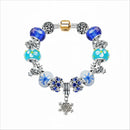 Christmas Snowman & Pine Tree Bead Bracelet with Snowflake Pendant Bracelet(20cm)
