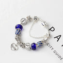 Romantic Love Heart Pendant Bracelet with Rhinestones, Glass Beads(21cm)