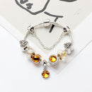 Yellow Zircon Heart Glass Beaded Bracelet with Rhinestones(21cm)