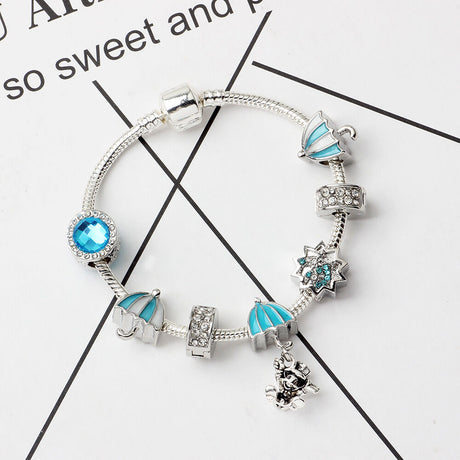 Anime Character Colorful Umbrella Alloy Charm Bracelet with Rhinestones(19cm)