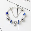 Sci-Fi Universe Spaceship Robot Blue Heart Beaded Bracelet with Rhinestones(20cm)