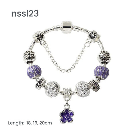 10 Styles Charm Bracelets Set: Colorful Alloy & Glass Beaded Bracelets, Adjustable Length 16-21cm(double)