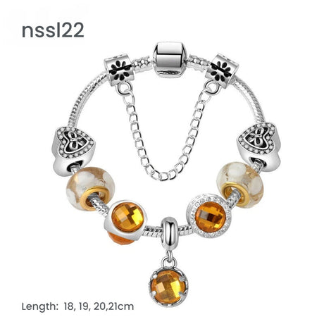 10 Styles Charm Bracelets Set: Colorful Alloy & Glass Beaded Bracelets, Adjustable Length 16-21cm(double)