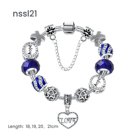 10 Styles Charm Bracelets Set: Colorful Alloy & Glass Beaded Bracelets, Adjustable Length 16-21cm(double)