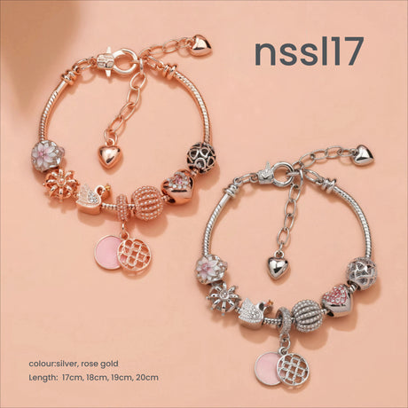 10 Styles Charm Bracelets Set: Colorful Alloy & Glass Beaded Bracelets, Adjustable Length 16-21cm(triple)