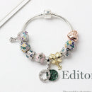 Rhinestone Inlaid Pastoral Style Butterfly Wreath Clover Pendant Bracelet(18cm)