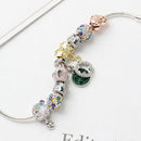 Rhinestone Inlaid Pastoral Style Butterfly Wreath Clover Pendant Bracelet(20cm)