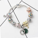 Rhinestone Inlaid Pastoral Style Butterfly Wreath Clover Pendant Bracelet(20cm)
