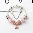 Spring Blossom Charm Bracelet with Flower Beads(18cm)