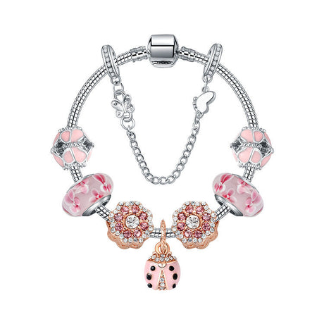 Spring Blossom Charm Bracelet with Flower Beads(19cm)