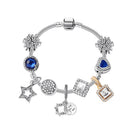 Sparkling Charm Bracelet with Smiley, Crystal, Rhinestone Beads & Hollow Star Zircon Pendants(18cm)