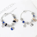 Sparkling Charm Bracelet with Smiley, Crystal, Rhinestone Beads & Hollow Star Zircon Pendants(19cm)