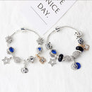 Sparkling Charm Bracelet with Smiley, Crystal, Rhinestone Beads & Hollow Star Zircon Pendants(20cm)
