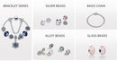 Fashion Charm Bracelet with Snowflake, Crystal, Rhinestone Beads & Hollow Star Zircon Pendant(18cm)