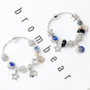 Fashion Charm Bracelet with Snowflake, Crystal, Rhinestone Beads & Hollow Star Zircon Pendant(19cm)