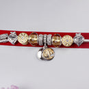 Crystal Bead & Tree of Life Pendant Bracelet with Rhinestones(18cm)