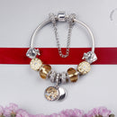 Crystal Bead & Tree of Life Pendant Bracelet with Rhinestones(19cm)